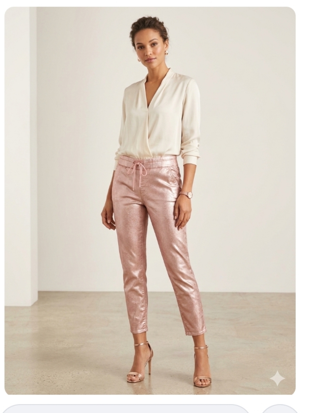 Juicy Couture Metallic Blush Pink Joggers (Size 28)